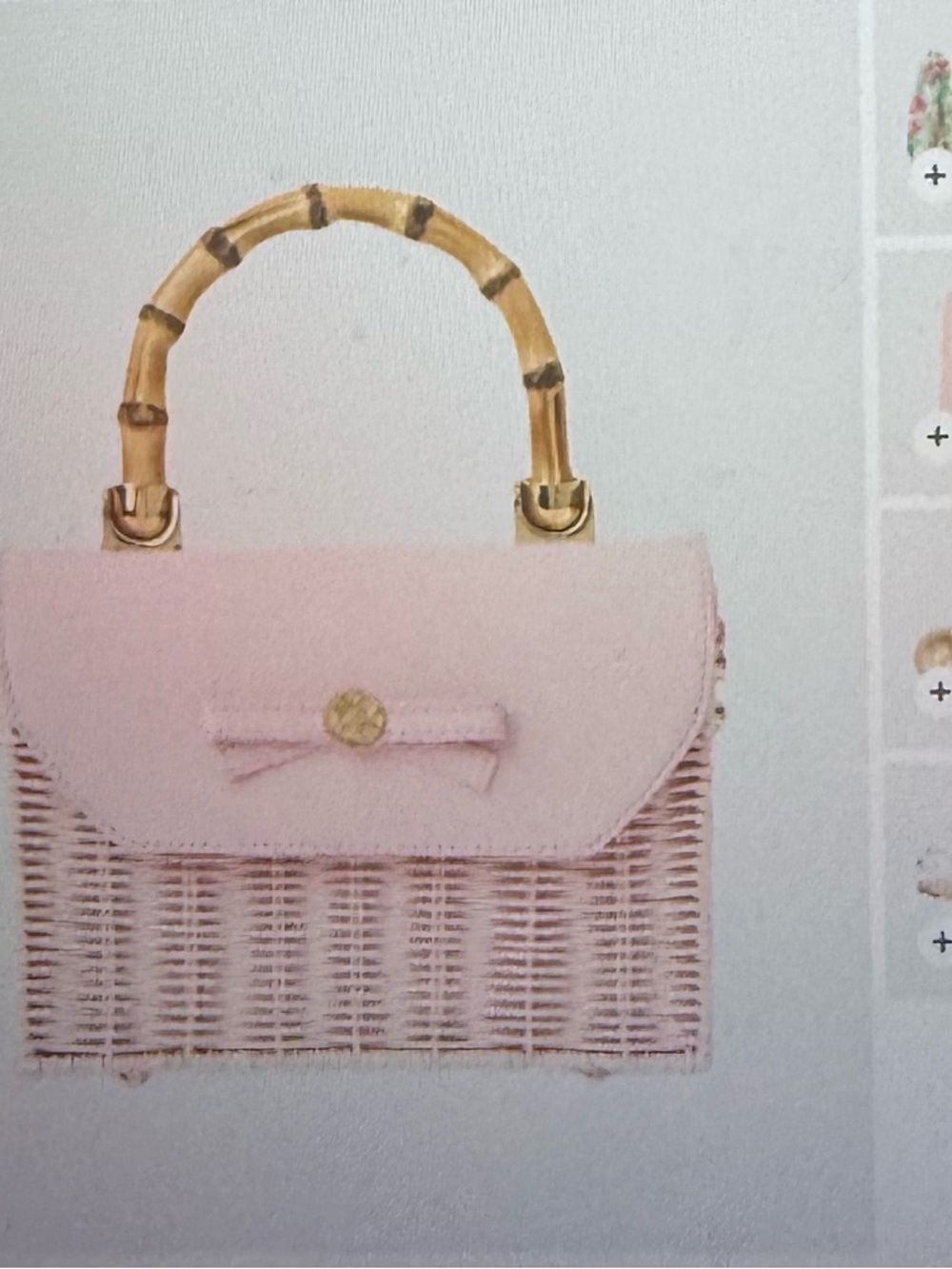 Lilly Pulitzer, NWT, SOLD OUT Pink muse Woven Crossbody Bag with Bamboo Handle - Picture 6 of 11